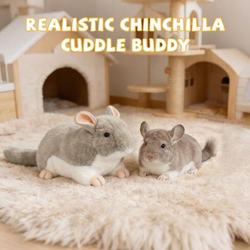 YUEPET Chinchilla Plush Cuddler Toy, Soft Chinchilla Cuddle Buddy, Comfort Anxiety Relief & Stress Reducer Companion for Chinchillas, Guinea Pigs, Hamsters, Ferrets, Hedgehogs, Sugar Gliders in Kuwait