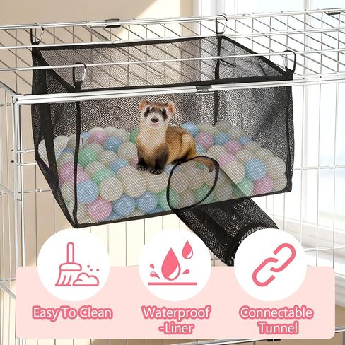 Ferret Ball Pit Hammock, Hammock Cage Toy Compatible with Tunnel, Suitable for Hamsters and Chinchillas (Ball Not Included) in Kuwait