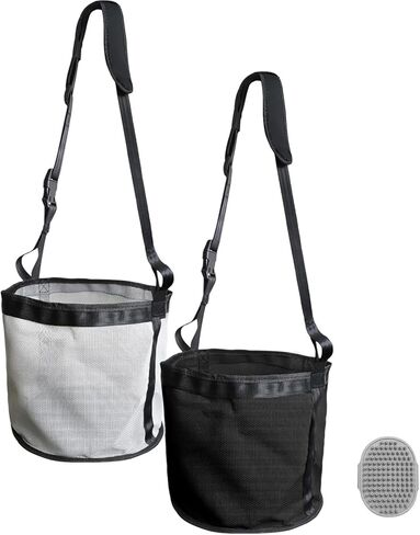 Horse Feed Bag, 2 Pack Heavy Duty Nylon Muzzle Grain Feed Bag with Adjustable Elastic Strap, Mesh Feed Bags with Durable Waterproof Bottom Muzzle Comfort Neck Pad for Horse in Saudi Arabia