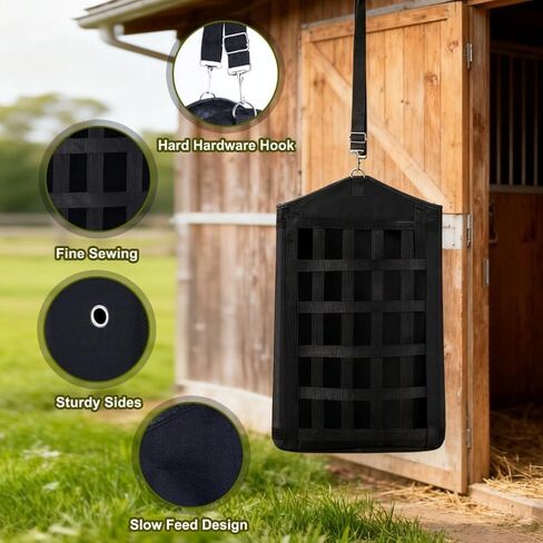 Eforcase 3PCS Hay Bags for Horses, Slow Feed Hay Bags for Goats,Sheep, Rabbits, Donkey, Premium Oxford Hang Feed Bag with Front Nets Design, Easy to Fill, Adjustable,Horse Feeding Supplies in Kuwait
