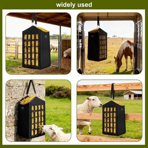 Eforcase 3PCS Hay Bags for Horses, Slow Feed Hay Bags for Goats,Sheep, Rabbits, Donkey, Premium Oxford Hang Feed Bag with Front Nets Design, Easy to Fill, Adjustable,Horse Feeding Supplies in Kuwait