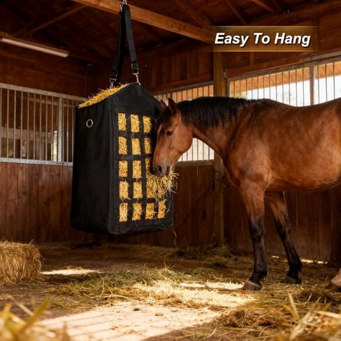 Eforcase 3PCS Hay Bags for Horses, Slow Feed Hay Bags for Goats,Sheep, Rabbits, Donkey, Premium Oxford Hang Feed Bag with Front Nets Design, Easy to Fill, Adjustable,Horse Feeding Supplies in Kuwait