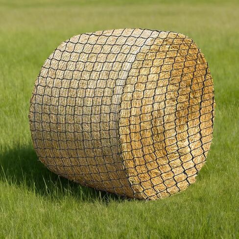 6x6 FT Heavy Duty Slow Feed Hay Net, 1.57-Inch Knotless Weatherproof Nylon Hay Net for Horses, Cattle, Goats, Sheep & Livestock, Outdoor Round Bale Feeder to Reduce Waste in Kuwait
