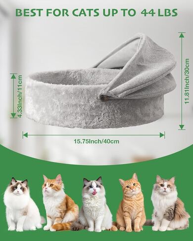 Cat Desk Bed for Large Cats Up to 44lbs, Heavy Duty 360° Rotating Cat Hammock for Desk with Foldable Canopy & Toy Ball, Adjustable Raised Desktop Cat Nest for Office, Reversible Summer & Winter Mat in Kuwait