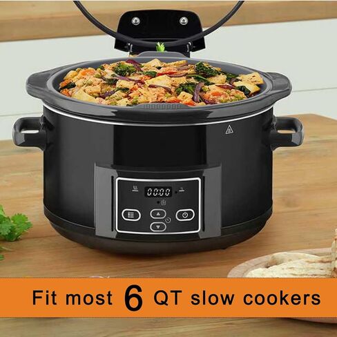 Silicone Slow Cooker Liners with Handle, 6 QT Reusable Cooking Liners Compatible with Crock-Pot & Hamilton Beach，Foldable Oval Slow Cookers Accessories, Food-grade & Easy Cleanup, 1 Pcs in Kuwait