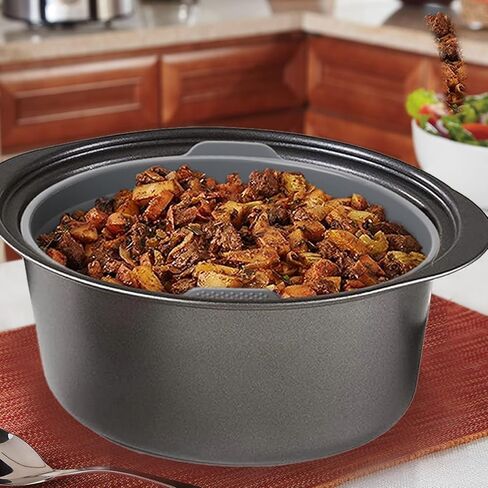 Silicone Slow Cooker Liners with Handle, 6 QT Reusable Cooking Liners Compatible with Crock-Pot & Hamilton Beach，Foldable Oval Slow Cookers Accessories, Food-grade & Easy Cleanup, 1 Pcs in Kuwait