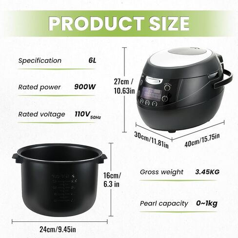 6L Boba Cooker Commercial, Automatic Boba Maker Machine with Even Heat Distribution, Intelligent Tapioca Cooker, for Milk Tea Stores Restaurants Dessert Stores Lounge, 900W in Kuwait