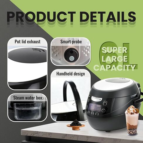 6L Boba Cooker Commercial, Automatic Boba Maker Machine with Even Heat Distribution, Intelligent Tapioca Cooker, for Milk Tea Stores Restaurants Dessert Stores Lounge, 900W in Kuwait