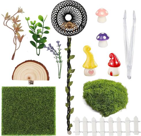 Jumping Spider Enclosure Accessories Kit, 14Pcs Spider Tank Decor Set with Hide, Plants, Moss, Ledge & Tools for Tarantula Habitat Decor（The Product Does not Include a breeding Box.） in Kuwait
