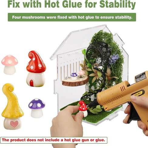 Jumping Spider Enclosure Accessories Kit, 14Pcs Spider Tank Decor Set with Hide, Plants, Moss, Ledge & Tools for Tarantula Habitat Decor（The Product Does not Include a breeding Box.） in Kuwait