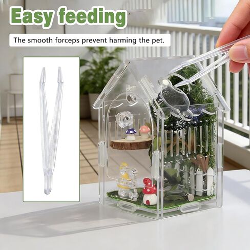 Jumping Spider Enclosure Accessories Kit, 14Pcs Spider Tank Decor Set with Hide, Plants, Moss, Ledge & Tools for Tarantula Habitat Decor（The Product Does not Include a breeding Box.） in Kuwait