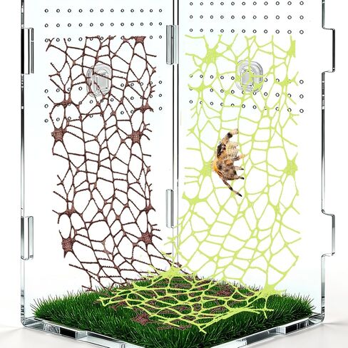 6 PCS Jumping Spider Habitat Accessories - Climbing Web with 9 Mini Hooks for Spiders, Tarantulas and Praying Mantises Enclosures (Black and White) in Kuwait