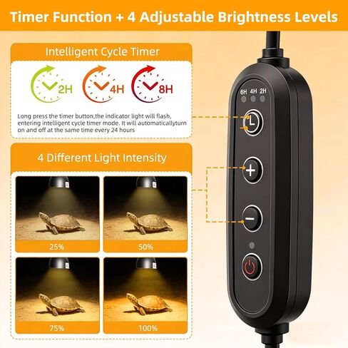 COOSPIDER 50W مصباح حراري للزواحف مع مشبك ومؤقت، تركيبات إضاءة سلحفاة صغيرة تنعم بخرطوم قابل للدوران 360 درجة مع 2 لمبات قاعدة G9 احتياطية للنباتات والزواحف الصغيرة وثعبان التنين الملتحي in Kuwait