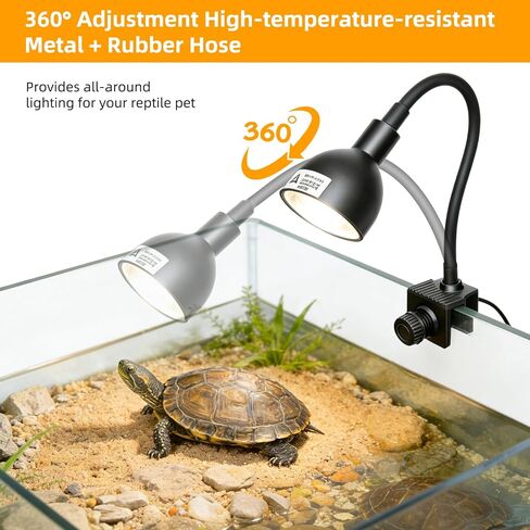 COOSPIDER 50W مصباح حراري للزواحف مع مشبك ومؤقت، تركيبات إضاءة سلحفاة صغيرة تنعم بخرطوم قابل للدوران 360 درجة مع 2 لمبات قاعدة G9 احتياطية للنباتات والزواحف الصغيرة وثعبان التنين الملتحي in Kuwait