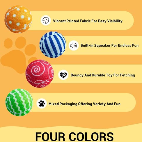 AMA SPORT Squeaky Tennis Balls for Dogs 4 Pack 2.0" Small Tennis Balls for New Puppy Small Dog Toys for Fetch, Exercise, Outdoor Play in Kuwait