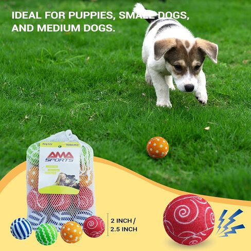 AMA SPORT Squeaky Tennis Balls for Dogs 4 Pack 2.0" Small Tennis Balls for New Puppy Small Dog Toys for Fetch, Exercise, Outdoor Play in Kuwait