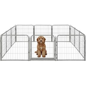 Dog Play Pen for Outdoor Use - 32'', 8 Panels for Small and Medium Size Dogs - Portable Playpen Pet Fence for RV, Camping, and Yard - Heavy Duty Kennel w/Grey Rust Resistant Coating in Kuwait