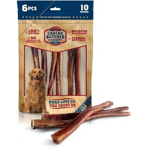 Bully Sticks مرفوعة ومصنوعة في الولايات المتحدة الأمريكية، 10 بوصات (عبوة من 6 قطع)، خالية من الرائحة، مضغ طبيعي بالكامل للكلاب، مكافآت in Kuwait