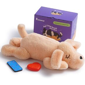 Fuzzwoof Remote Controlled Heartbeat Dog Toy, 8-Sounds & Heartbeat Simulation Plush Toy for Puppy Sleep Aid & Anxiety Relief, Crate Training, Rechargeable Calming Companion in Kuwait