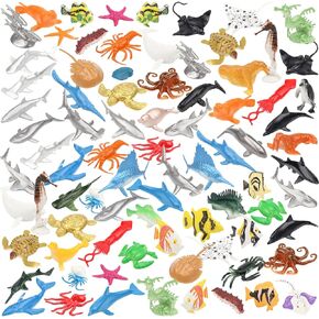 Ocean Sea Animal, 78 Pack Assorted Mini Vinyl Plastic Animal Toy Set, Realistic Under The Sea Life Figure for Child Educational Party Cake Cupcake Topper in Saudi Arabia