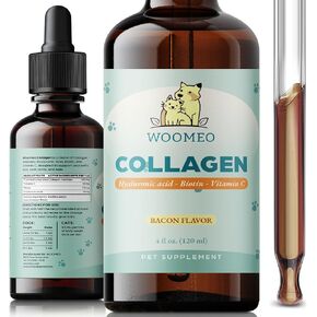 Liquid Collagen for Dogs & Cats with Hyaluronic Acid, Biotin & Vitamin C – Pet Collagen Supplement Drops, Bacon Flavor, Skin & Coat Support, Easy Liquid Dropper, 4 fl oz in Kuwait