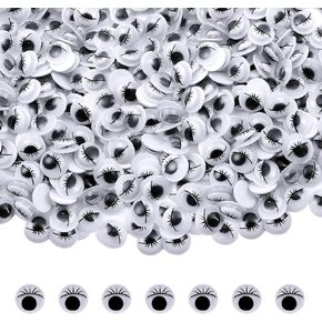 TOAOB 210pcs Black Wiggle Googly Eyes Self Adhesive with Eyelashes Round 10mm Plastic Sticker Eyes for DIY Crafts Scrapbooking Decoration in Kuwait
