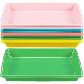 Maitys 15 Pcs Activity Plastic Art Trays 14.57 x 10.63 x 1.77 Inch Large Crafts Organizer Serving Storage Tray for Kids School Classroom DIY Project Painting Home Organizing Supply(Clear) in Kuwait