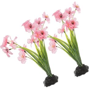 UPKOCH 2Pcs Pink Fish Tank Decor Artificial Aquarium Plants Silk Betta Accessories Tall Plastic Floral Decorations Realistic Flora in Kuwait