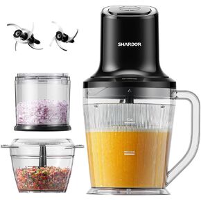 SHARDOR 3-in-1 Small Food Processor/Blender, 400W Powerful Food Chopper with 6-Cup Jar, 4-Cup Processor Bowl & 2-Cup Chopper Bowl, for Food Prep, Smoothies and Milkshakes in Saudi Arabia