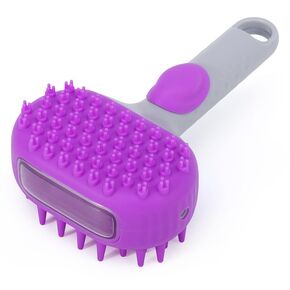 Pet Dog Bath Brush, 2 in 1 Silicone Brush Bathing Grooming Massage Brush with 6.8oz Shampoo Dispenser for Long & Short Haired Dogs Cats Shower in Kuwait