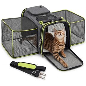 Expandable Cat Carrier for Cats and Small Dogs, Airline Approved Under-Seat with Double-Side Extension, Durable 600D Fabric Internal Frame, Ventilated with Safety Leash, Blue in Saudi Arabia