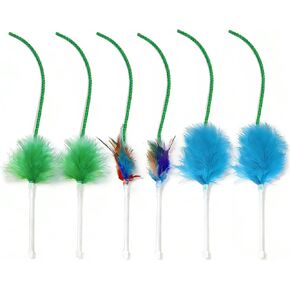 6 Pcs Cat Feather Toys Replacement Compatible with P43, 3 Colors Cat Toy Wand Refills, Cat Toy Feathers Refill, Interactive Cat Teaser Wand Attachments, Only Accessories in Kuwait
