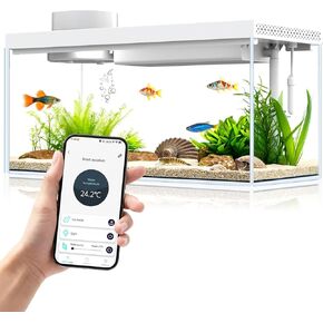 Smart Desktop Aquarium Kit with App Control - 1.3 Gal Glass Fish Tank with Automatic Feeder, RGB Lighting, & Temperature Monitor - Self-Cleaning Filtration System for Betta, Guppy in Saudi Arabia