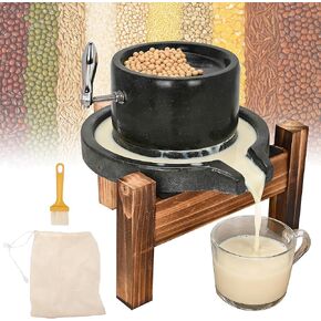 Manual Stone Grain Mill, Natural Granite Handmade Stone Mill with Stainless Steel Handle, Stone Mill Grinder, Traditional Countertop Disc Grain Mill with Solid Wood Stand for Flour/Wheat/Spices/Beans in Saudi Arabia