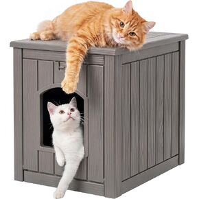 Cat House, Multi-Functional Litter Box Enclosure, Openable Front Door, Well-Ventilated Design, Waterproof & Weatherproof, Easy to Clean & Assemble, Indoor & Outdoor Cat House in Kuwait