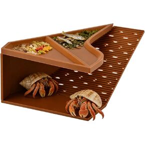 Hermit Crab Cave Habitat,2-in-1 Cave Shelter & Feeding Dish with 180° Observation Climbing Tunnel,Slip-Resistant Staircase Hermit Crab Accessories for Habitat & Tank Setup Decor in Kuwait