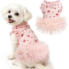 Dog Dresses for Small Dogs Girl,Floral Dog Tutu Dress,Pet Clothes for Puppy Small Cats Cute Dog Princess Skirt for Female Pet Birthday Party Outfit（Pink,Small） in Saudi Arabia
