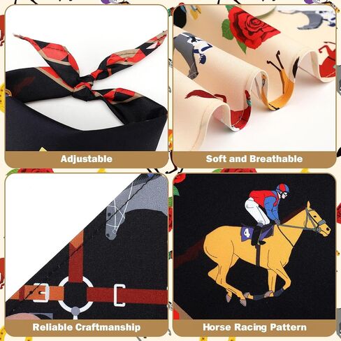 Sanwuta 4 Pcs Derby Dog Bandana Run for The Roses Dog Bandana Adjustable Horse Racing Triangle pet Scarf Jockey Attire Accessories for Small Medium Pet in Kuwait