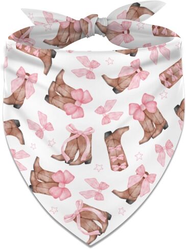 Buxiuer Pink Cowgirl Dog Bandana Coquette Boots and Bow Western Party Adjustable Triangle Bibs Dogs Scarf for Small Medium Large Pets in Kuwait