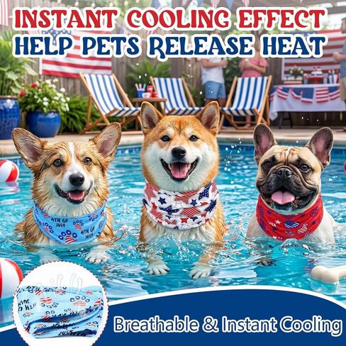 Dansydaisy 5 Pcs 4th of July Dog Cooling Bandanas Patriotic Puppy Instant Cooling Neck Wraps Breathable Ice Scarf Pet Cooler Wraps for Small to Large Dog Training Accessories for Summer Party(XL) in Saudi Arabia