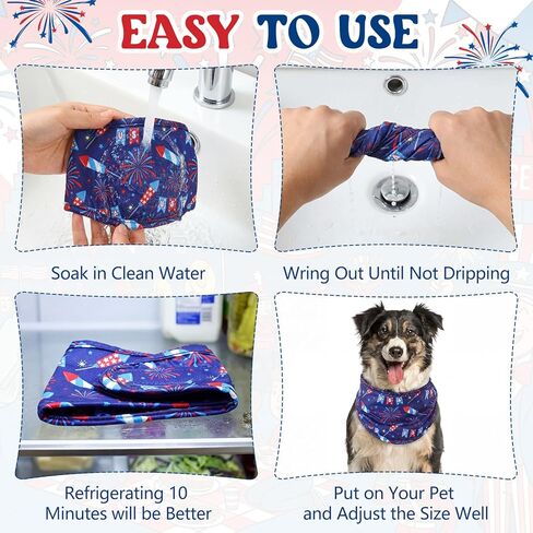 Dansydaisy 5 Pcs 4th of July Dog Cooling Bandanas Patriotic Puppy Instant Cooling Neck Wraps Breathable Ice Scarf Pet Cooler Wraps for Small to Large Dog Training Accessories for Summer Party(XL) in Saudi Arabia