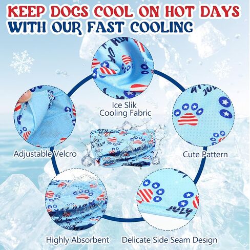Dansydaisy 5 Pcs 4th of July Dog Cooling Bandanas Patriotic Puppy Instant Cooling Neck Wraps Breathable Ice Scarf Pet Cooler Wraps for Small to Large Dog Training Accessories for Summer Party(XL) in Saudi Arabia