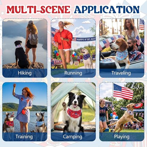 Dansydaisy 5 Pcs 4th of July Dog Cooling Bandanas Patriotic Puppy Instant Cooling Neck Wraps Breathable Ice Scarf Pet Cooler Wraps for Small to Large Dog Training Accessories for Summer Party(XL) in Saudi Arabia