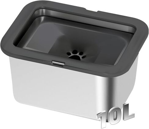 Marchul 10L Stainless Steel No Spill Water Bowl for Dogs, Slow Water Bowl for Large Dogs Anti Slip, No Splash Mess Proof Water Dispenser for Sloppy Drinkers Indoor Outdoor in Kuwait