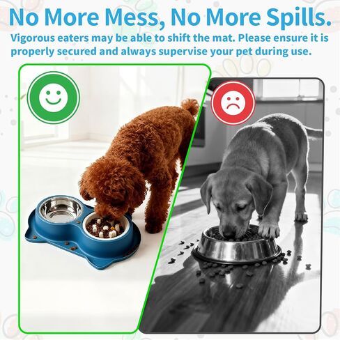 Slow Feeder Dog Food Bowls:Non-Spill/Skid/Ant Prevention Stainless Steel Food & Water Dish Set for S/M/L Size Dogs, Cats, Puppy Pets to Slow Down Feeding (Blue) in Kuwait