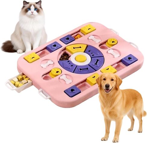 Interactive Cat Puzzle Toy & Treat Dispenser - Maze Slow Feeder for Small, Medium & Large Cats, Enrichment Toy for IQ Training, Reduces Bloating & Prevents Gulping (Pink) in Saudi Arabia