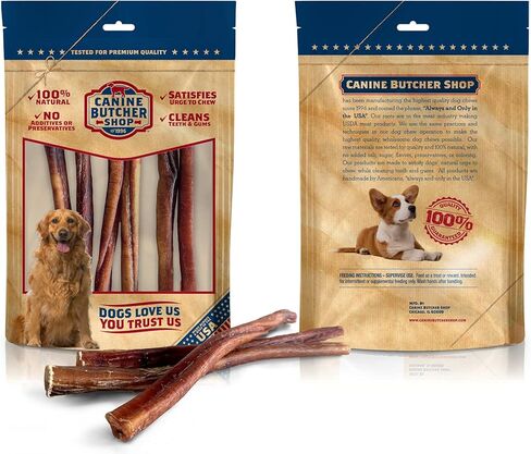 Bully Sticks مرفوعة ومصنوعة في الولايات المتحدة الأمريكية، 10 بوصات (عبوة من 6 قطع)، خالية من الرائحة، مضغ طبيعي بالكامل للكلاب، مكافآت in Kuwait