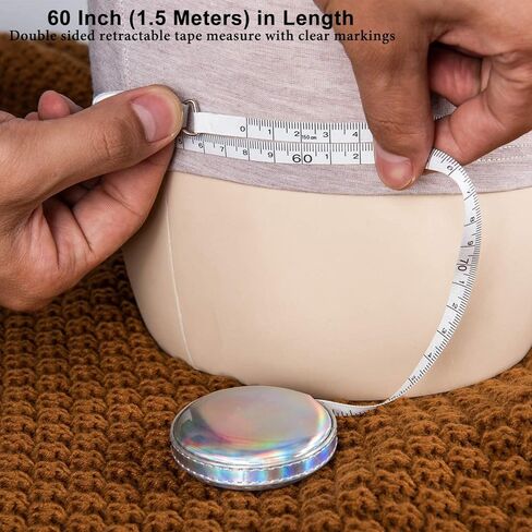 2 Pack Tape Measure Leather Retractable Body Measuring Tape 150 cm 60 Inch Tailor Fabric Small Tape Measure with Push Button (Round-Silver) in Saudi Arabia