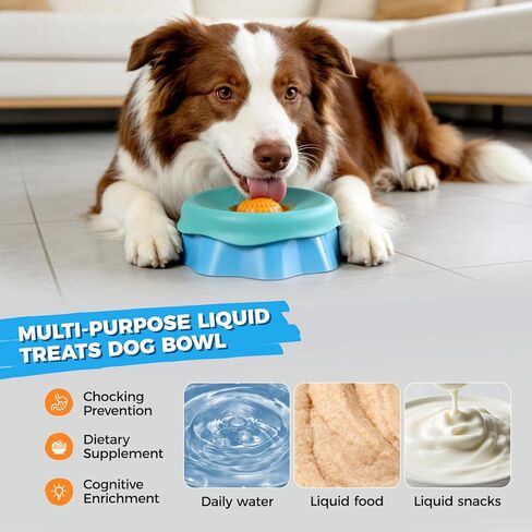 Dog Lick Bowl, Slow Feeder Dog Bowl with Strong Suction Cups, Silicone Dog Licking Bowl for Peanut Butter, Yogurt and Treats, Non-Slip Dog Lick Bowl-Suitable for Large, Medium, and Small Dogs in Kuwait