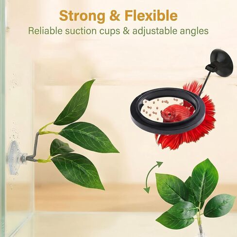 6 PCS Betta Leaf Hammocks & Feeding Ring, Betta Feeding Ring with Suction Cups, Aquarium Leaf Hammock Resting Bed for Fish Spawning, Breeding & Tank Decor & Fish Tank Accessories in Kuwait